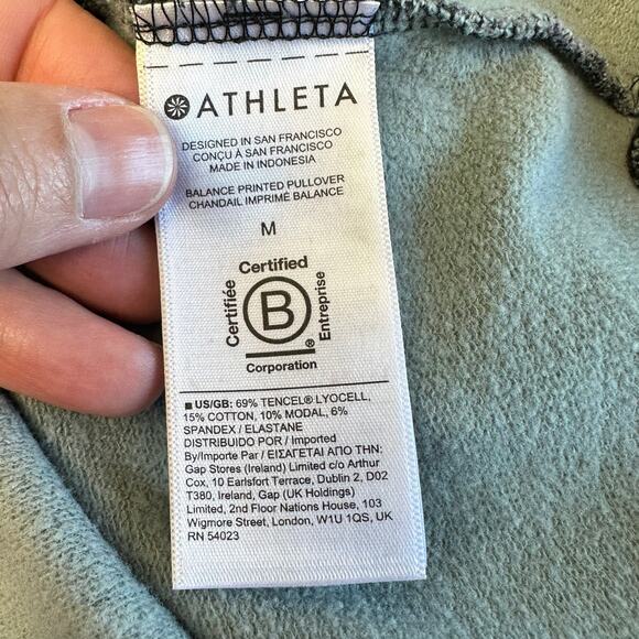 Athleta Balance Pullover Sweatshirt Purple Black Tie Dye Med - Picture 5 of 9